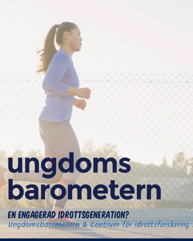Bild på springande kvinna med texten Ungdomsbarometern